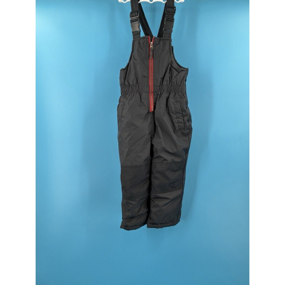 Wippette Kids 3T Black Insulated Snow Bib Overalls Ski Snow Pants Red Zip